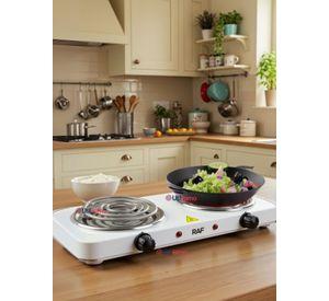 Cocina Eléctrica 2 Platos 2000W Cocinilla Portátil Blanco