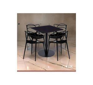 Mesa restaurant 70x70 Tubo Metal cubierta MDF + 4 Sillas Master Negras