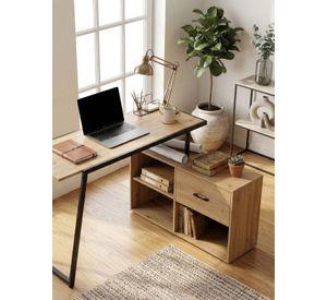 Escritorio Bilai Relan Con Estantes y Cajón Estilo Industrial