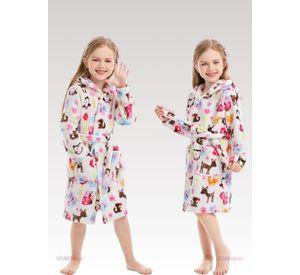 Bata De Baño Con Capucha Y Bolsillos Polar Niña Animales de Colores