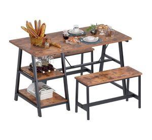 SET DE COMEDOR MODERNO ESTILO INDUSTRIAL RESISTENTE REPISAS Y BANQUETAS