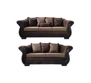 Living Con Resorte Estructural 7 Cuerpos 4+3 Grand Búfalo Lino Rústico Versión PREMIUM