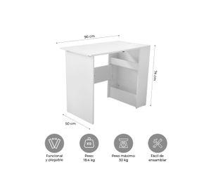 Escritorio Plegable Relan White Compacto Blanco Recibidor