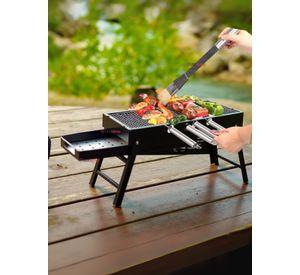 Mini Parrillera a Carb贸n Plegable Port谩til Acero