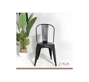 COMEDOR MESA REDONDA VIDRIO 80CM + 4 SILLAS TOLIX NEGRAS