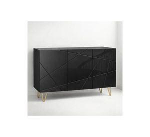 Buffet Moderno LuxLine Negro con Patas Doradas
