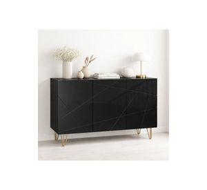 Buffet Moderno LuxLine Negro con Patas Doradas