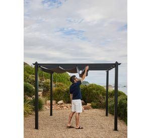 Pérgola Retráctil Gris Relan Tipo Romana Gazebo Toldo 3x3