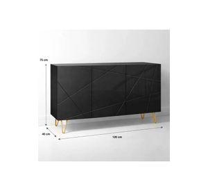 Buffet Moderno LuxLine Negro con Patas Doradas
