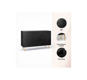 Buffet Moderno LuxLine Negro con Patas Doradas