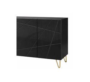 Buffet Moderno LuxLine Negro con Patas Doradas