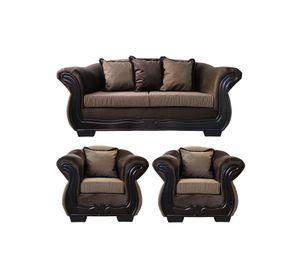 Living Con Resorte Estructural 5 Cuerpos 3+1+1 Grand Búfalo Lino Rústico Versión PREMIUM