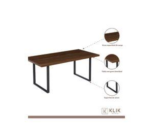 Comedor Industrial 160x90 Oscura + 6 Sillas Tolix Negras con Asiento de Madera Oscura Walnut