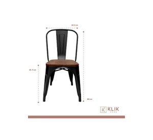 Comedor Industrial 160x90 Oscura + 6 Sillas Tolix Negras con Asiento de Madera Oscura Walnut