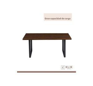 Comedor Industrial 160x90 Oscura + 6 Sillas Tolix Negras con Asiento de Madera Oscura Walnut
