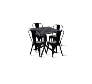 Mesa restaurant 80x80 Polipropileno + 4 Sillas Tolix - Negra