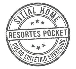 Sofa Seccional Jack cuero cafe sintetico envejecido y asientos de resortes pocket