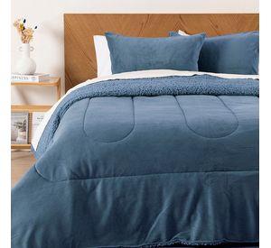 Plumon Coral Sherpa King Azul Inv