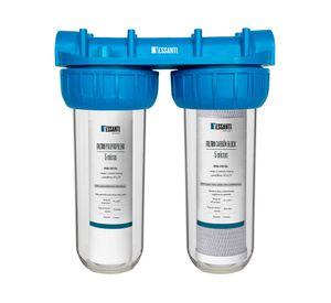 Carcasa portafiltro doble sedimento/cloro celeste