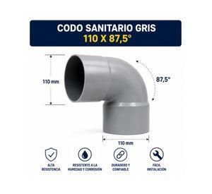 Codo sanitario gris 87.5° 110 mm