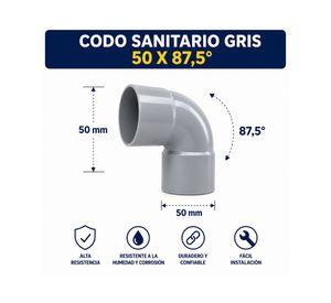Codo sanitario gris 87.5° 50 mm