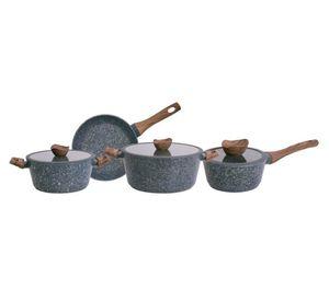 Batería de cocina Rokka aluminio piedra 7 piezas