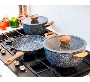 Batería de cocina Rokka aluminio piedra 7 piezas