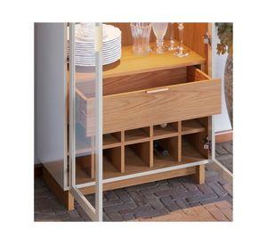 Vitrina cristalera Guanabara café off white 175.6x71.6x40 cm