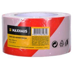 Cinta advertencia rojo/blanco 6 cm x50 m