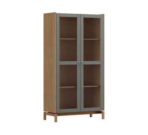 Vitrina Barcelona verde/roble 190x100x47.5 cm