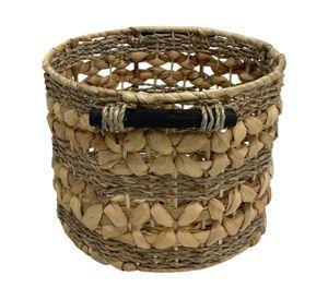 Canasto Fibra natural Asa madera 25 cm