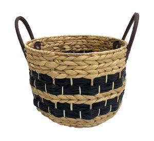 Canasto Fibra natural Líneas negras 33 cm