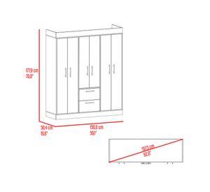 Clósets 6 puertas 150 VM cartagena/wengue 177.9x150x50.4 cm