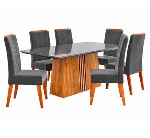 Juego de comedor 6 sillas Glamour vidrio 6 sillas 79x170x90 cm gris
