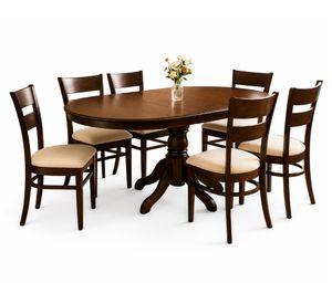 Juego de comedor 6 sillas Juliette extensible marfil 75.5x106x106 cm
