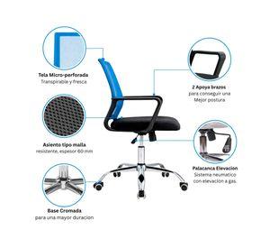 Silla de oficina ergonómica Santiago negro/azul