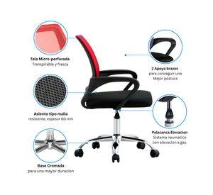 Silla de oficina ergonómica New york rojo/negro