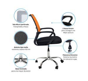 Silla de oficina ergonómica New york naranjo/negro