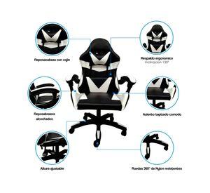 Silla gamer ajustable Tokio negro/blanco