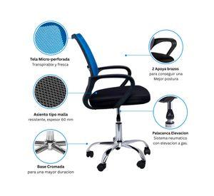 Silla de oficina ergonómica New york azul/negro