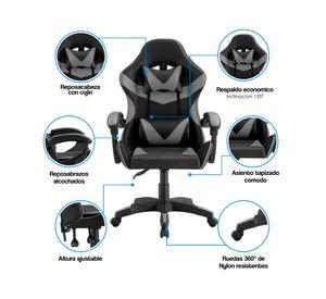 Silla gamer ajustable Tokio negro/gris