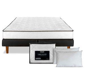 Cama europea New Simple 2 plazas base dividida + 2 almohada + cubre colchón Basico