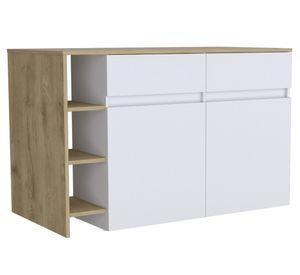 Mueble isla cocina Bari blanco/macadamia 90x140x70.4 cm