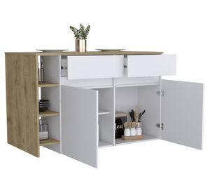 Mueble isla cocina Bari blanco/macadamia 90x140x70.4 cm