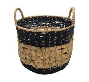 Canasto fibra natural con negro 38 cm
