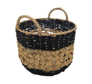 Canasto fibra natural con negro 38 cm