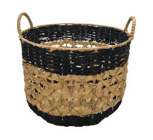 Canasto fibra natural con negro 28 cm