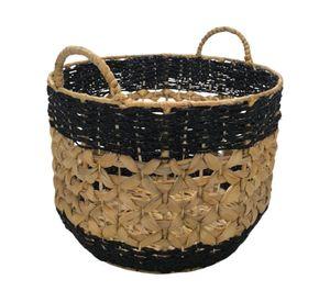 Canasto fibra natural con negro 28 cm