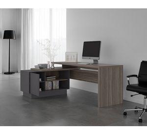 Escritorio Office avellana/plomo 71.2x179x125.7x125.7 cm