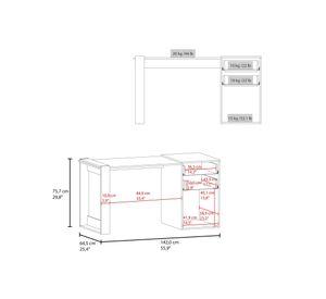 Escritorio 2 cajones Office cartagena/plomo 75.7x142x64.5x64.5 cm